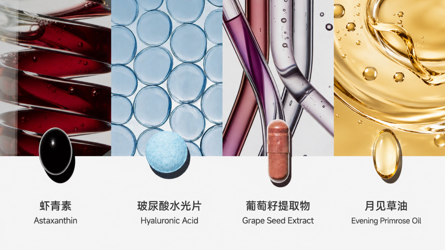 脸发黄、干燥起皮的内服调理：虾青素、玻尿酸、葡萄籽定制营养封面